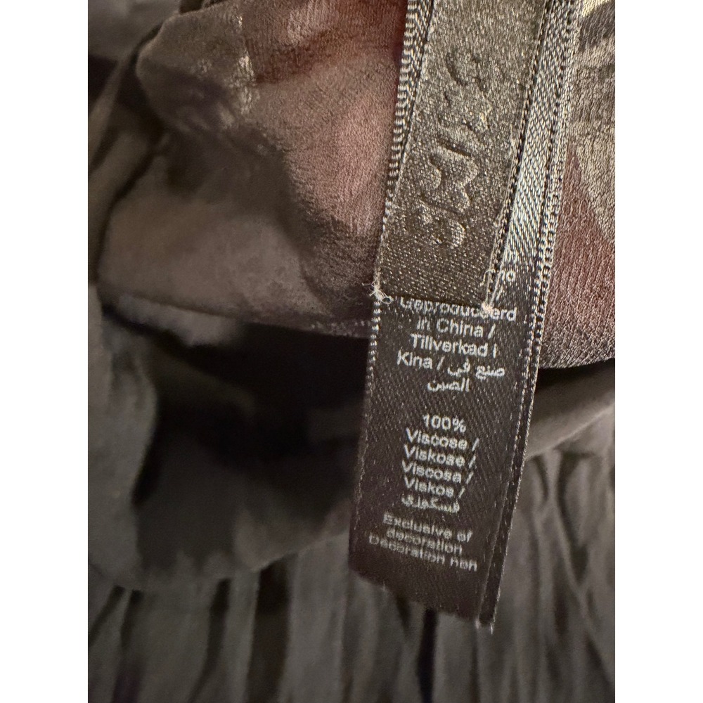 Skims Sheer Viscose Halter Maxi Dress Onyx Black Crinkle Gown Size Small - Picture 6 of 6